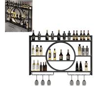 Casier à vin mural industriel, porte-vides à vin mural en métal, barre des étagères flottantes, porte-vides muraux, support de vin de stand en fer avec étagères, FO, noir-120 * 15 * 80cm Made in
