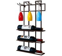 Casier à vin mural Loft Étagère murale en fer forgé Étagère murale Cadre casier à vin Porte-gobelet - 35 x 9 x 60 cm - Petit casier à vin (couleur : noir)