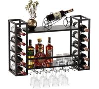 Casier à vin mural métal avec porte-verres et rangement Vendos85