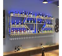 Casier à vin Mural Moderne avec éclairage LED, Porte-Bouteilles en métal et Support à Verres à vin Suspendu, présentoir de Rangement Multifonctionnel pour la Maison, Les Bars, la Salle à Man