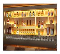 Casier à vin mural moderne en fer avec lumière LED, grande capacité, étagère à liqueur pour comptoir de bar, support de bouteille de vin élégant à suspendre, parfait pour la décoration de la maison et