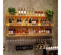 Casier à vin mural moderne en métal avec lumière LED multifonction en fer 80 x 25 x 54 cm Taille pour la maison et le bar