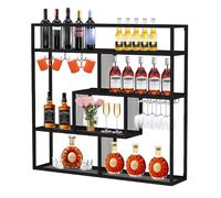 Casier à vin mural moderne en métal industriel porte-bouteille pour cuisine bar (noir 120 x 20 x 120 cm) - Élégant rangement de vin en fer nizer design peu encombrant