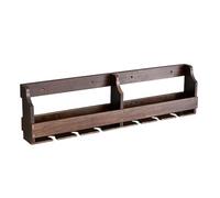 Casier à vin mural moderne en noyer - Grand porte-vin élégant en bois avec balustrade pour la maison, le bar et la salle à manger - Solution de rangement peu encombrante