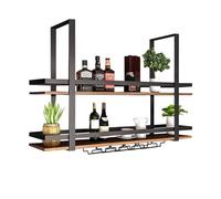 Casier à vin Mural, Support de Bouteille de vin au Plafond en métal Support de Verre à vin Suspendu, Support de Stockage d'affichage de Livres de Plantes Modernes pour Bar café Restaurant, Noir (Size