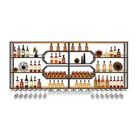 Casier à vin Mural Suspendu en métal de Grande capacité, casier à vin en métal Robuste avec lumière LED, étagère d’Affichage de Bouteilles de Liqueur de Bar, Support de Stockage de vin Moder