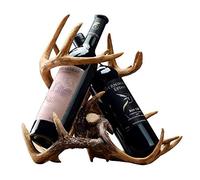 Casier à vin petit support de bouteille de vin en bois de cerf support de comptoir autoportant 2 bouteilles de vin 35 x 23 x 32 cm