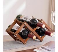 Casier à vin pliable en bois à 2 niveaux pour 3 bouteilles de liqueur - Étagères de présentation pour la maison, la cuisine, le bar, le garde-manger - Finition foncée