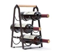 Casier À Vin Pliable, Range Bouteille Bois, Design À 3 Niveaux, Aucun Assemblage Requis, Gain de Place, pour Bar, Cuisine, Garde-Manger