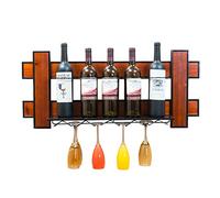 Casier à vin Porte-bouteilles mural en bois métal en barre | LOFT Support de rangement pour étagère murale mural | Porte-bouteille de vin | Porte-verre à vin suspendu | Cube Cave à vin Vintage Style i