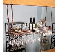 Casier à vin réglable monté au Plafond avec lumières - Étagère Murale Industrielle et Support en Verre Suspendu pour Le Rangement du Bar de Cuisine - Vin élégant pour la décoration de la Maison