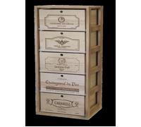Casier à vin Série Godello en Pin Clair 5 caisses sur tablettes coulissantes