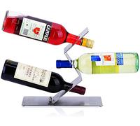 Casier à vin sur pied pour 3 bouteilles de comptoir en acier inoxydable, design minimaliste moderne pour (dimensions : 28 x 8,5 x 25,5 cm)