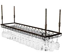 casier à vin Suspendu avec Porte-Verre et étagère Porte-Bouteille de vin Suspendu monté au Plafond Porte-Verre à vin renversé Porte-Verres à vin en métal (Couleur : Noir Taille : 80cm)
