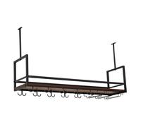 Casier à vin suspendu Borejle métal 120 x 30 x 65 cm noir effet noyer