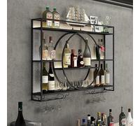 Casier À Vin Suspendu Casier À Vin Mural - Étagères De Bar Modernes pour Bouteilles d'alcool, Rangement De Verres À Pied, Présentoir À Vin pour Les Amateurs De Vin (Noir 140X15X80Cm/55X5.9X31In)