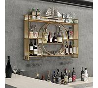 Casier À Vin Suspendu Casier À Vin Mural - Étagères De Bar Modernes pour Bouteilles d'alcool, Rangement De Verres À Pied, Présentoir À Vin pour Les Amateurs De Vin (Or 100X15X80Cm/39X5.9X31In)