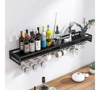 Casier à vin Unité de Bar Murale étagère Flottante Suspendue Support de Rangement en Verre à vin Porte-Bouteille en métal présentoir de Stockage de vin Multifonctionnel pour la Maison Bar Salle à