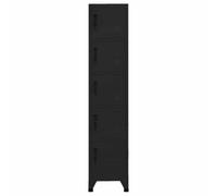 Casier Armoire Acier Noir Verrouillable 38x40x180 cm pour École Bureau | Meuble rangement robuste, portes avec aérations, étiquettes incluses, usage collectif, entretien simple