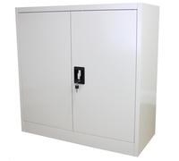 Casier de Bureau - Métallique - 2 Portes - 2 Étagères Réglables - 90cm x 90cm x 40cm - Gris Clair