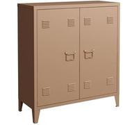 Caisson de bureau métallique Oripää à 2 portes 90 x 80 x 33 cm marron clair mat