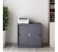 [en.casa] Casier de Bureau Métallique Armoire à Portes Coulissantes Meuble de Rangement pour Atelier ou Garage Classeur Verouillable Acier Laqué 90 x 40 x 90 cm Gris Foncé