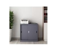 [en.casa] Casier de Bureau Métallique Armoire à Portes Coulissantes Meuble de Rangement pour Atelier ou Garage Classeur Verouillable Acier Laqué 90 x 40 x 90 cm Gris Foncé