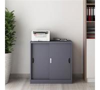 [en.casa] Casier de Bureau Métallique Armoire à Portes Coulissantes Meuble de Rangement pour Atelier ou Garage Classeur Verouillable Acier Laqué 90 x 40 x 90 cm Gris Foncé
