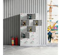 Casier de chargement d'outils avec fenêtre d'observation, armoire de station de charge d'outils en acier avec serrures rmoire de rangement sécurisée pour outils, pour usine et chantier