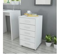 Casier de rangement Blanc - Caisson à tiroir de bureau - avec roulettes - et 5 tiroirs blanc 33x38x63 cm A16408