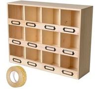 Casier de rangement bois 12 cases + masking tape doré à paillettes 5 m - Youdoit Beige G