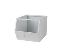 - Casier de rangement en métal avec étiquette - Blanc