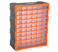Casier de rangement module de rangement 38L x 16l x 48H cm 60 tiroirs transparents polypropylène orange transparent noir