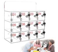 Casier de rangement mural en acrylique pour téléphone portable avec serrure et clé - Boîte de sécurité transparente pour salle de classe et bureau - Organiseur à 12 emplacements pour un rangement