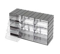 CASIER DE RANGEMENT OUTILS 12 TIROIRS EN PLASTIQUE TRANSPARENT FERVI C085/12