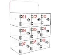 Casier de téléphone en acrylique transparent 6/35 avec serrure, armoire de rangement pour téléphone portable à 8 portes, pour bureau, école, événements, gestion sûre et pratique des appareils mobiles.