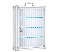 Casier de téléphone en alliage d'aluminium - 48 emplacements à fixation murale pour bureau, salle de sport et salle de classe avec clé et poignée de transport - Support de téléphone sécurisé