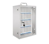 Casier de téléphone portable en acier inoxydable pour salle de classe et bureau - Armoire de rangement murale à 36 emplacements avec serrure et poignée pour salle de sport et rangement sécurisé des