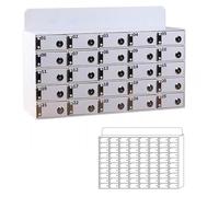 Casier de téléphone portable en acrylique blanc pour téléphones portables, casiers pour téléphones portables à plusieurs fentes avec clé individuelle, employés de grande capacité (80 emplacements)