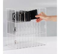 Casier de téléphone portable en acrylique transparent - Support mural avec 10 emplacements pour le rangement, tableau de poche transparent nizer pour téléphones, armoire de rangement au design fin