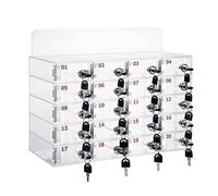 Casier de téléphone portable transparent avec serrure - 15/20 emplacements - Téléphone portable sécurisé pour employés de bureau et d'usine - Solution de rangement de bureau pour les lieux de travail