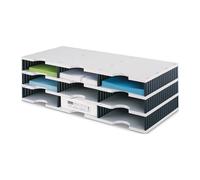 Casier de tri Trio 24 comp. H573xl723xP331 mm polystyrène gris/noir STYRO