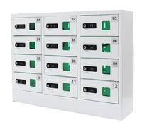 Casier en acier pour téléphone portable à 12 emplacements sécurisé et pratique avec mini-armoire de station de chargement et serrure à combinaison blanc - Idéal pour les étudiants et les employés