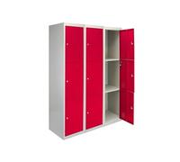 Casier Métallique Rouge 3 Portes 45 x 38 x 180 cm Vestaire Gym Ecole