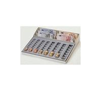 Casier monnayeur/billet euro gris, casier en ABS, plateau métal