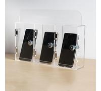 Casier mural en acrylique transparent à 3 emplacements pour téléphone portable avec portes verrouillables et clés, idéal pour les écoles, les bureaux, les usines et les espaces publics