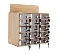 Casier mural en bois pour téléphone portable à 15 emplacements avec serrure et clés - Solution de rangement sécurisée pour les écoles, les bureaux, les salles de sport et les espaces publics