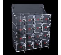 Casier pour téléphone portable de salle de classe, armoire de rangement en acrylique transparent avec serrure et clés, prison murale pour téléphone, pour école, bureau, usine (42,5 x 18,5 x 52,5 cm)