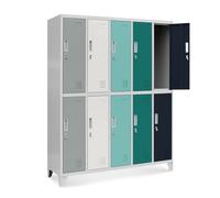 Casier vestiaire 5B2A armoire metallique 10 Compartiments revêtement en poudre 172 cm x 136 cm x 45 cm (multicolore)