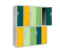 Casier vestiaire 5B2AS armoire metallique 10 Compartiments revêtement en poudre 152 cm x 136 cm x 45 cm (multicolore)